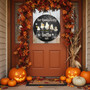 Spooky Ghost Family Custom Halloween Round Wood Sign