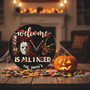 Spooky Movie Night Halloween Round Wood Sign for Horror Fans