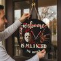 Spooky Movie Night Halloween Round Wood Sign for Horror Fans