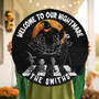Spooky Nightmare Before Christmas Style Halloween Round Wood Sign