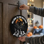 Spooky Nightmare Before Christmas Style Halloween Round Wood Sign