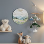 Wildflower Peaks Personalized Mountain Round Wood Sign for Nursery