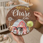 An Animal-Themed Farm Round Wood Sign to Celebrate Your Baby