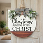 Faithful Christmas Round Wood Sign, Christ-Centered Porch Decor