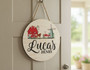 Farm Round Wood Sign for a Sweet Nursery Birth Announcement