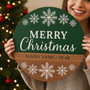 Personalized Christmas Round Wood Sign, Festive Holiday Keepsake