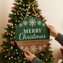 Personalized Christmas Round Wood Sign, Festive Holiday Keepsake
