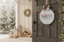 Winter Greenery Christmas Round Wood Sign - Warm Holiday Welcome