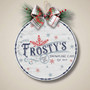 Winter Greenery Christmas Round Wood Sign - Warm Holiday Welcome