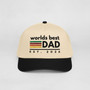 Retro Worlds Best Dad Est - Embroidered Mid Profile Baseball Cap