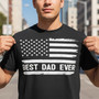 Patriotic Best Dad Ever Embroidered Comfort Colors T-shirt