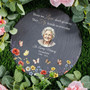 Timeless Honor Round Slate Photo Memorial Garden Stone Timeless Honor Round Slate Photo Memorial Garden Stone