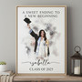 A Sweet Ending To A New Beginning Canvas, Personalized Graduation Canvas Gift, Graduation Portrait, Graduation Wall Art Gift