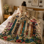 Vintage Floral Book Blanket - Retro Reader Gift for Women