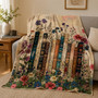 Vintage Floral Book Blanket - Retro Reader Gift for Women