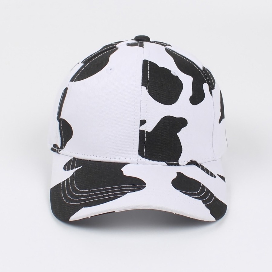 Summer New 3 Colors Cow Batch Printing Outdoor Simple Adjustable Shade All-Match Baseball Cap 56-60Cm