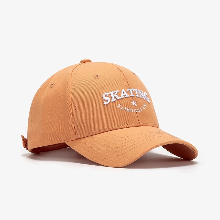 Summer New Fashion 9 Colors Letter Skating Star Embroidery Breathable Outdoor Bent Eaves Adjustable Shaded Baseball Cap 56-59Cm