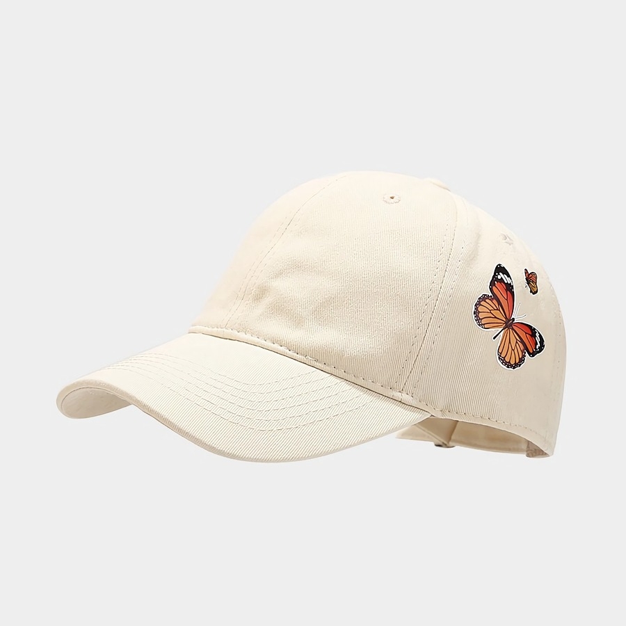 Summer New 8 Colors Butterfly Pattern Printing Fashion Bent Eaves Outdoor Adjustable Casual Shade Baseball Cap 56-59Cm