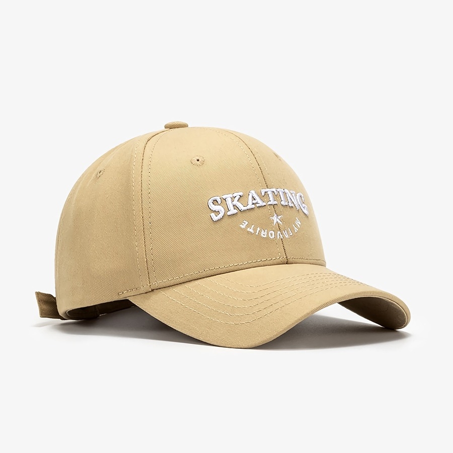 Summer New Fashion 9 Colors Letter Skating Star Embroidery Breathable Outdoor Bent Eaves Adjustable Shaded Baseball Cap 56-59Cm