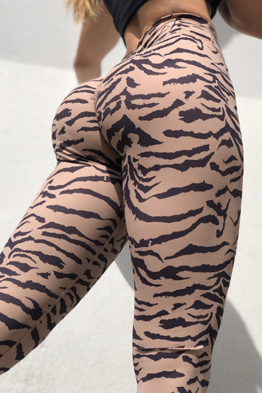 S-2Xl Spring & Summer New Plus Size Tiger Pattern Batch Printing Stretch High Waist Stylish Sexy Leggings