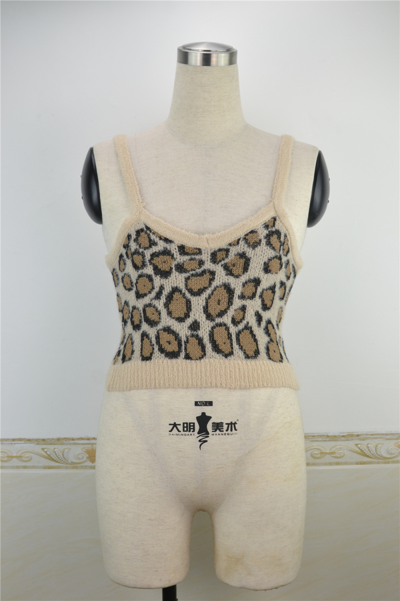 New Three Colors Leopard Knitted Stretch Stylish Vest