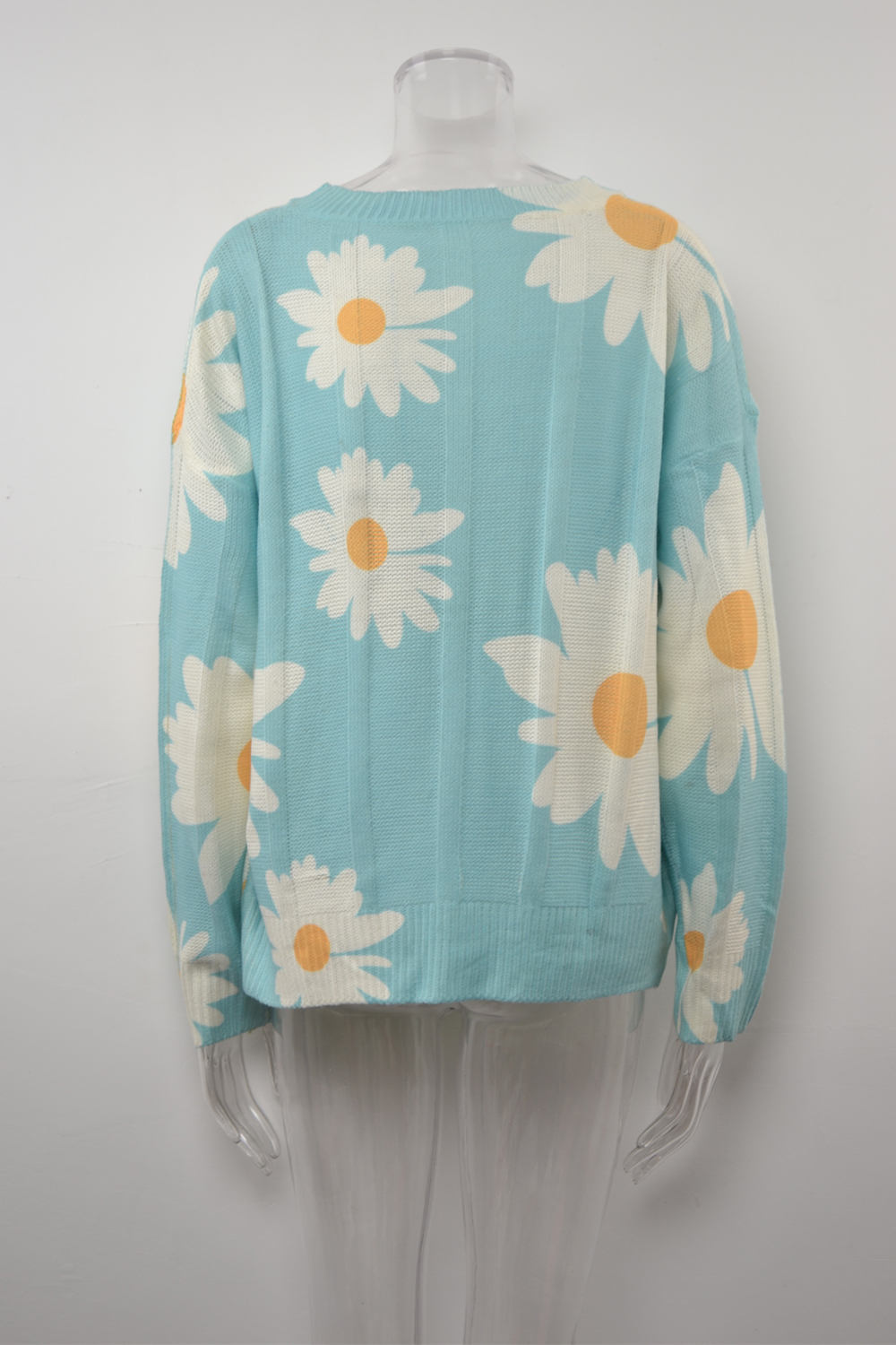 Winter New Flowers Printing Stretch Knitted Stylish Sweater