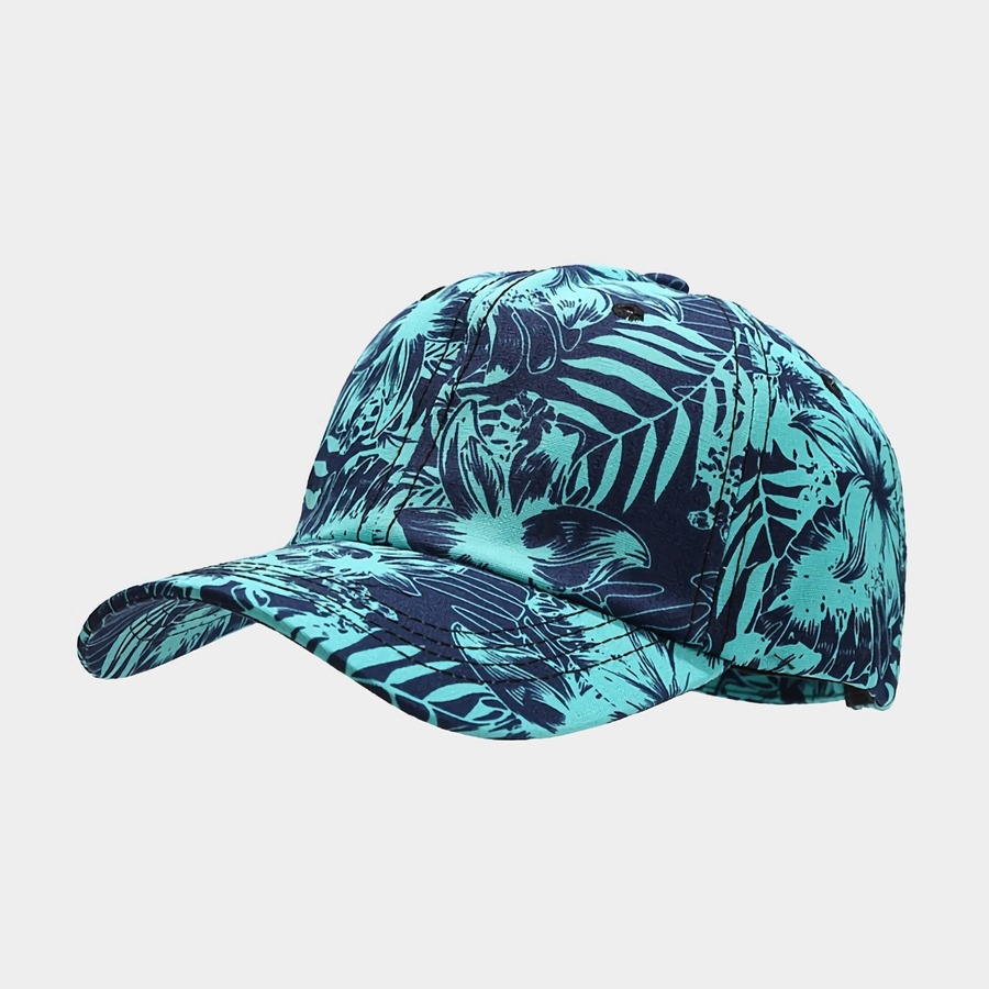 Summer New 3 Colors Tropical Flower Leaves Batch Printing Curved Eaves Breathable Outdoor Adjustable Casual Shade Baseball Cap 56-59Cm