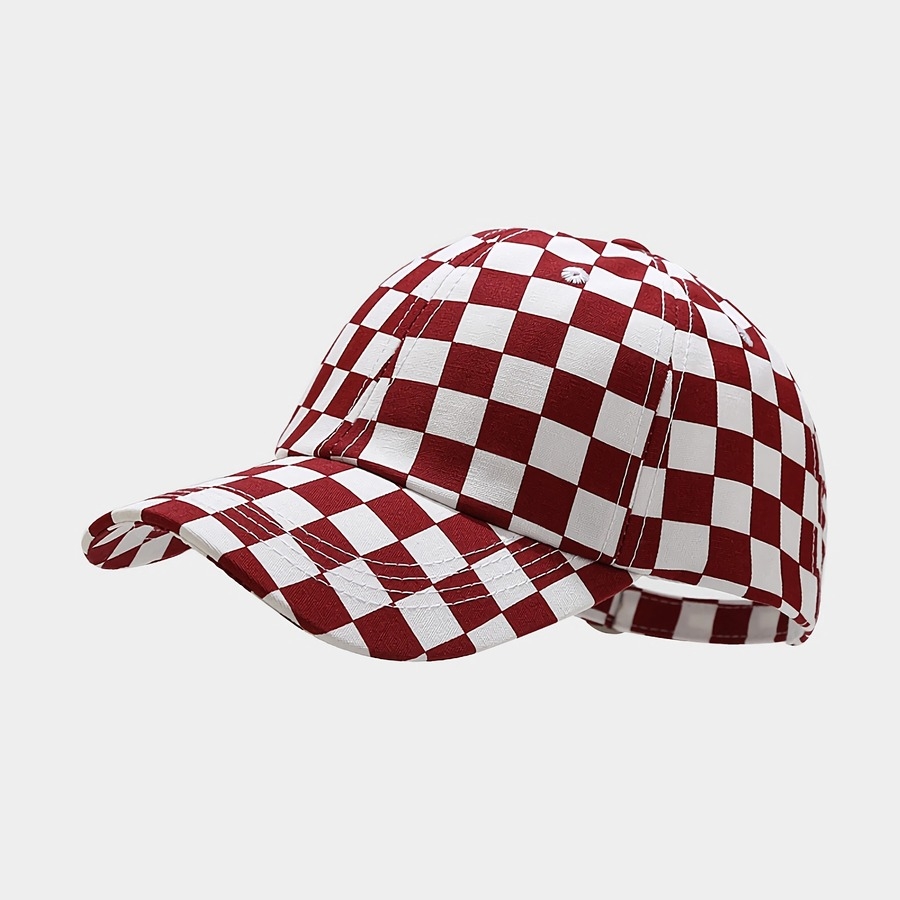 Spring Summer New 2 Colors Checkerboard Printing Fashion Retro Outdoor Adjustable Casual Shade Baseball Cap 56-59Cm