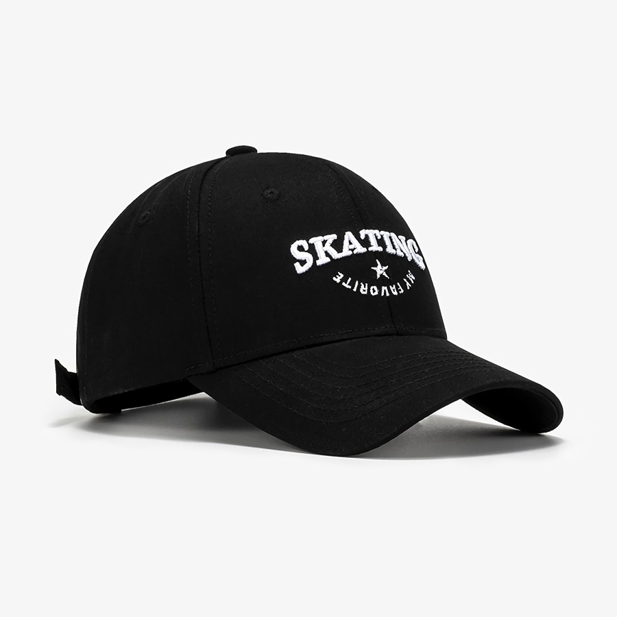 Summer New Fashion 9 Colors Letter Skating Star Embroidery Breathable Outdoor Bent Eaves Adjustable Shaded Baseball Cap 56-59Cm