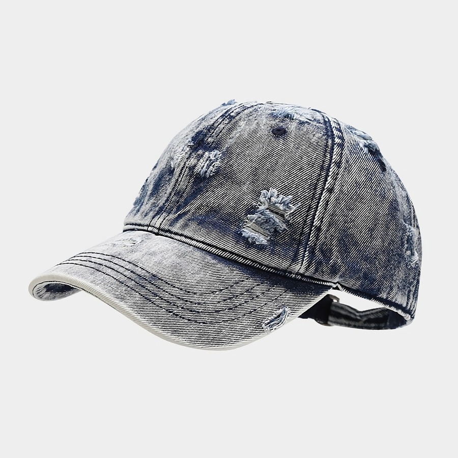 Summer New 3 Colors Hole Denim Curved Eaves Fashion Hip Pop Outdoor Adjustable Casual Shade Baseball Cap 56-59Cm