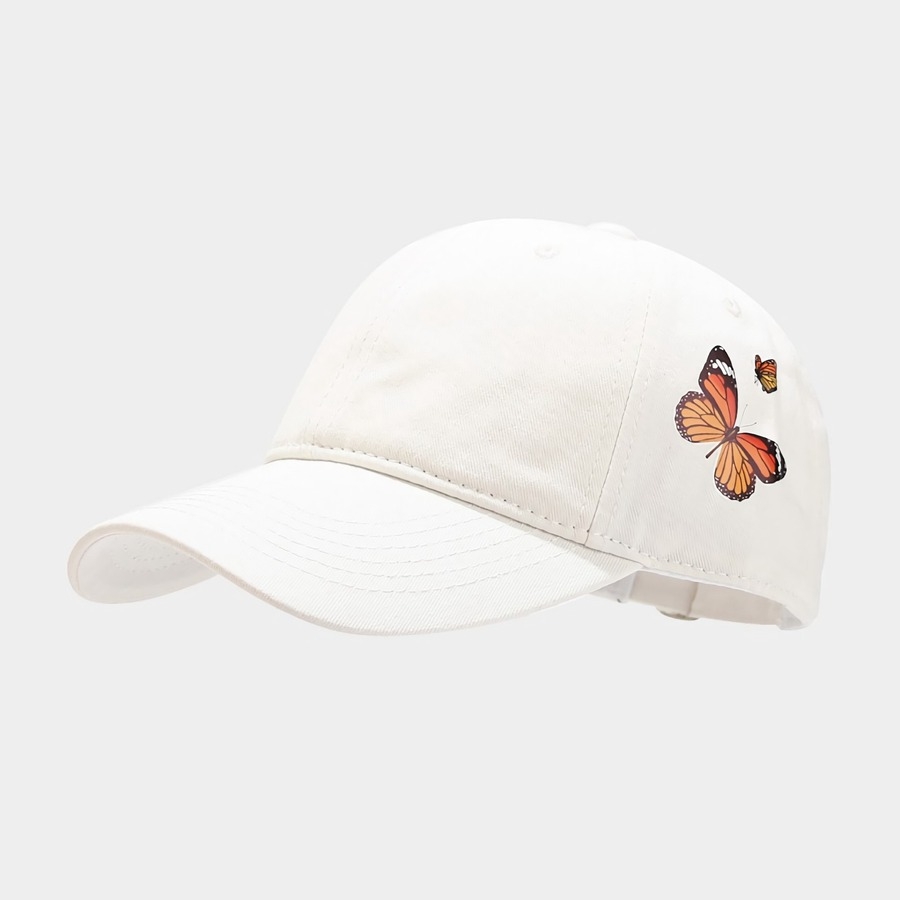 Summer New 8 Colors Butterfly Pattern Printing Fashion Bent Eaves Outdoor Adjustable Casual Shade Baseball Cap 56-59Cm