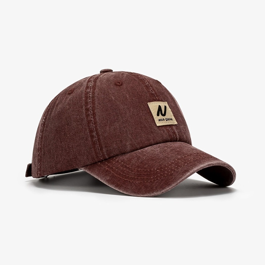 Summer New 7 Colors Letter 'N' Labeling Outdoor Bent Eaves Retro Simple Adjustable Sun Protection Baseball Cap 56-59Cm