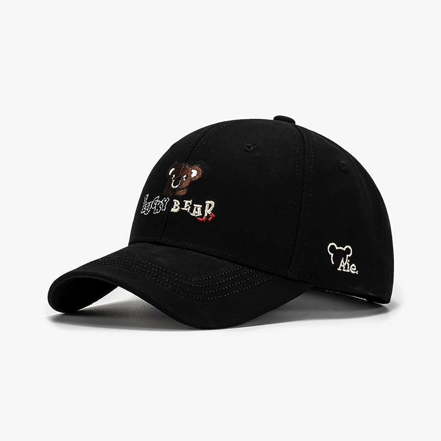 Summer New 7 Colors Lucky Bear Letter Embroidery Outdoor All-Matched Adjustable Sun Protection Cute Baseball Cap 56-59Cm