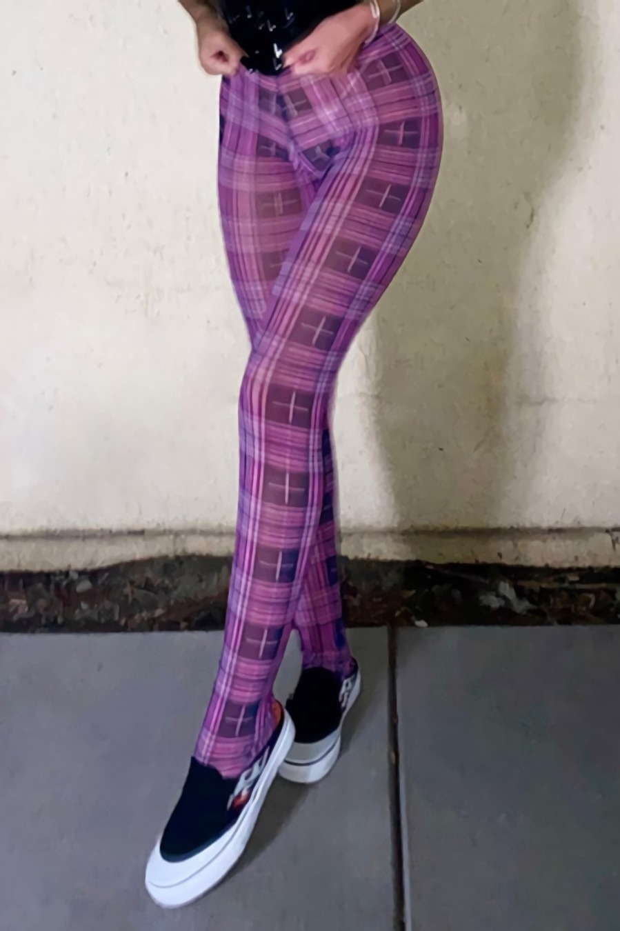 Summer New Stylish Stripe Batch Printing See-Through Mesh Stretch Sexy Leggings