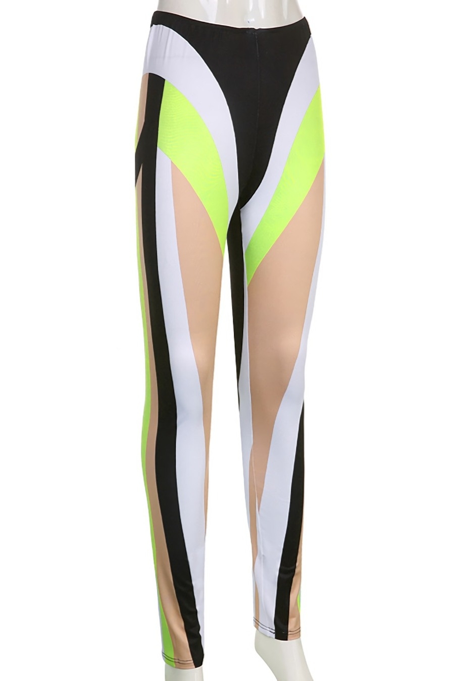 Spring & Summer New Contrast Color Fixed Printing Stretch Tight Nightclub Stylish Leggings