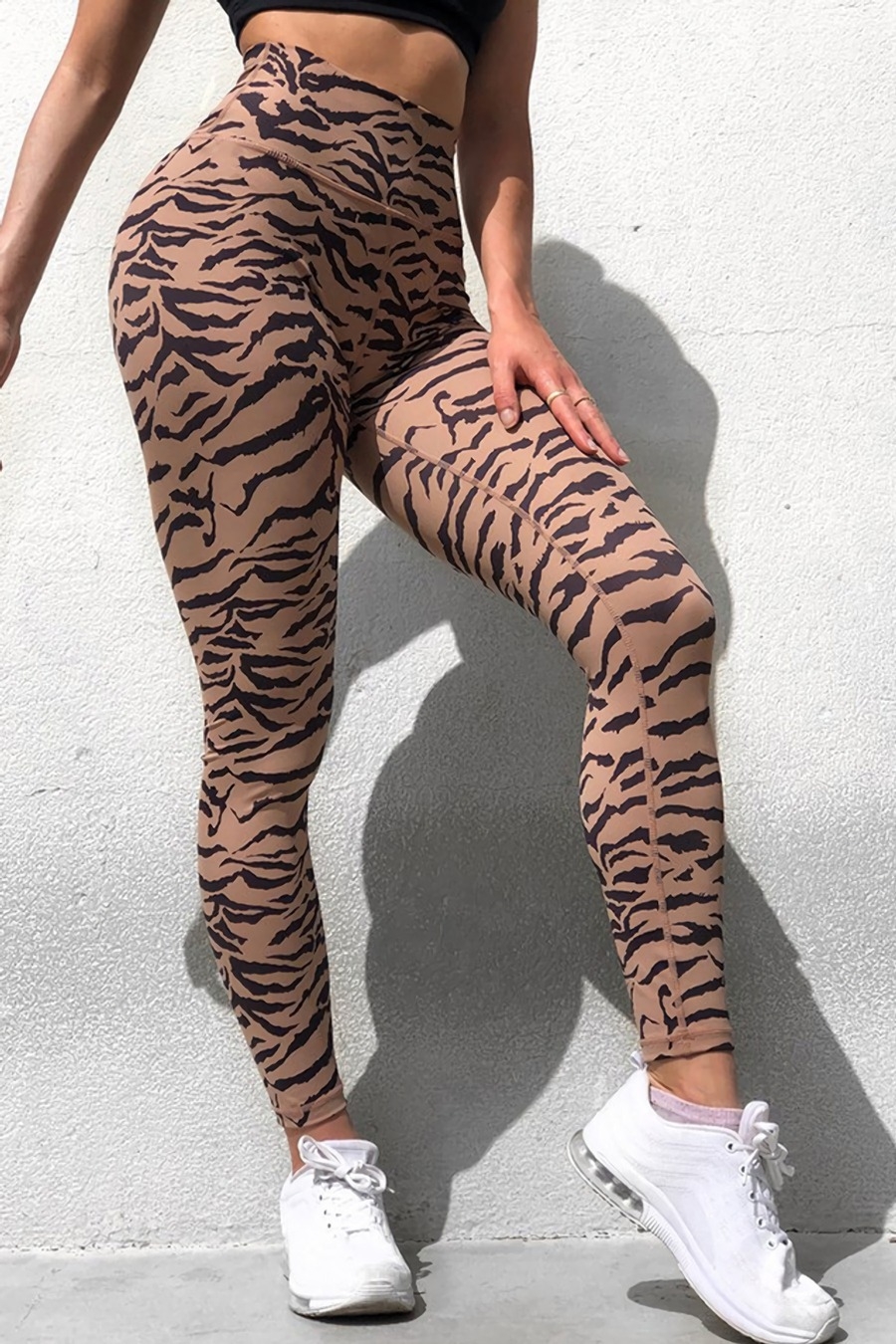 S-2Xl Spring & Summer New Plus Size Tiger Pattern Batch Printing Stretch High Waist Stylish Sexy Leggings