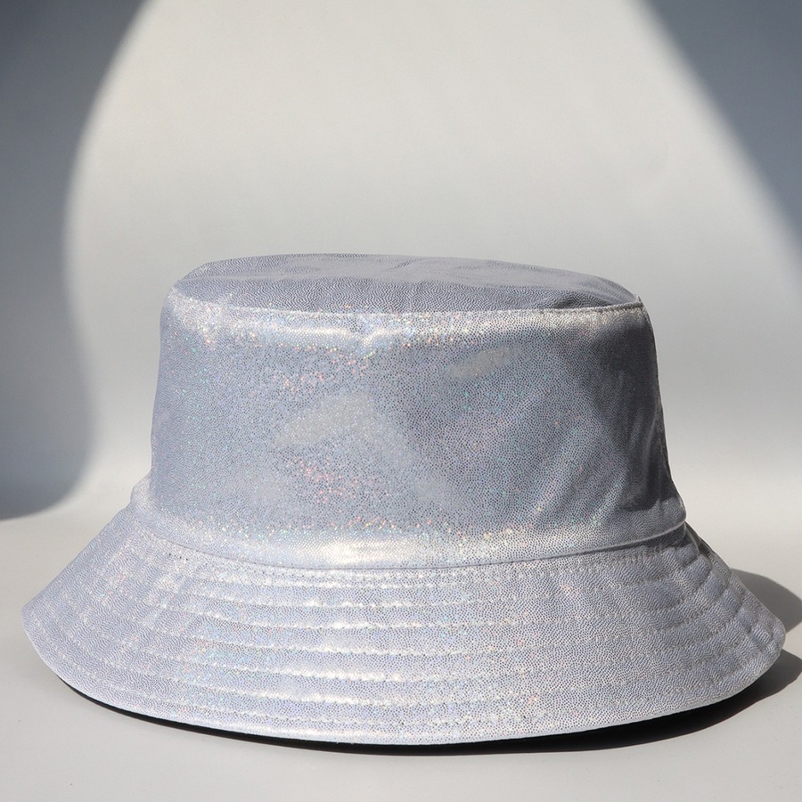 One Pc Summer New Fashion Laser Shining 5 Colors Double Sided Sun Protection Outdoor Bucket Hat 56-58Cm