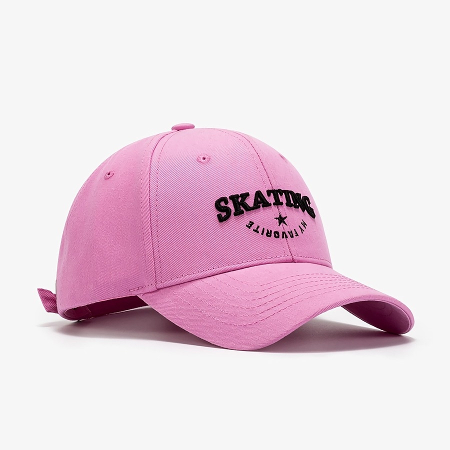 Summer New Fashion 9 Colors Letter Skating Star Embroidery Breathable Outdoor Bent Eaves Adjustable Shaded Baseball Cap 56-59Cm