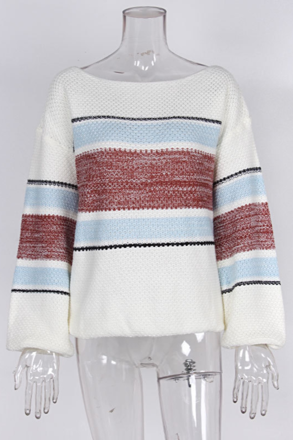 Winter New Two Colors Knitted Stretch Boat-Neck Stylish Casual Sweater