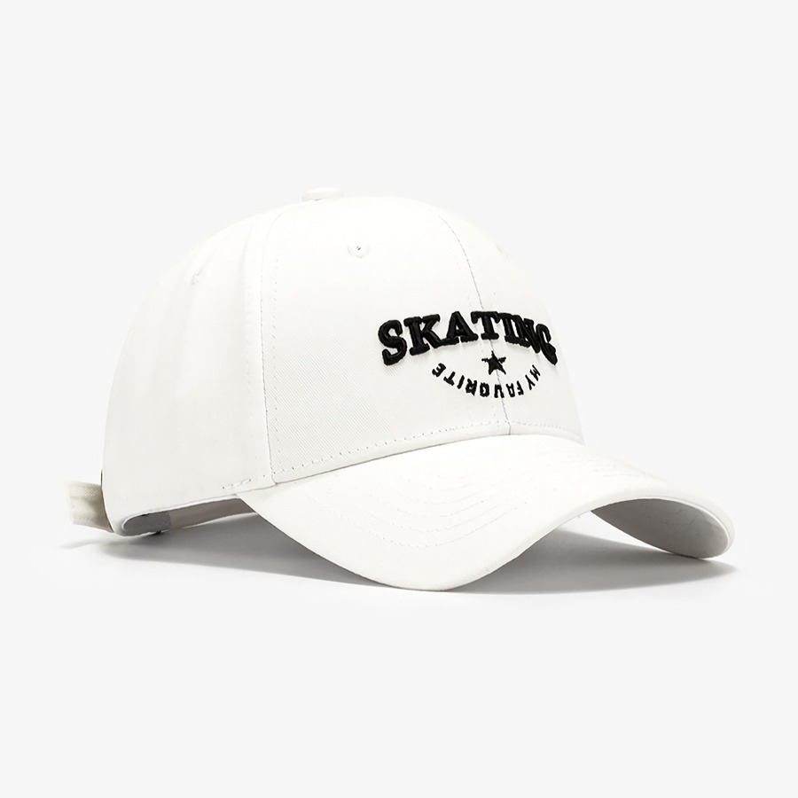 Summer New Fashion 9 Colors Letter Skating Star Embroidery Breathable Outdoor Bent Eaves Adjustable Shaded Baseball Cap 56-59Cm