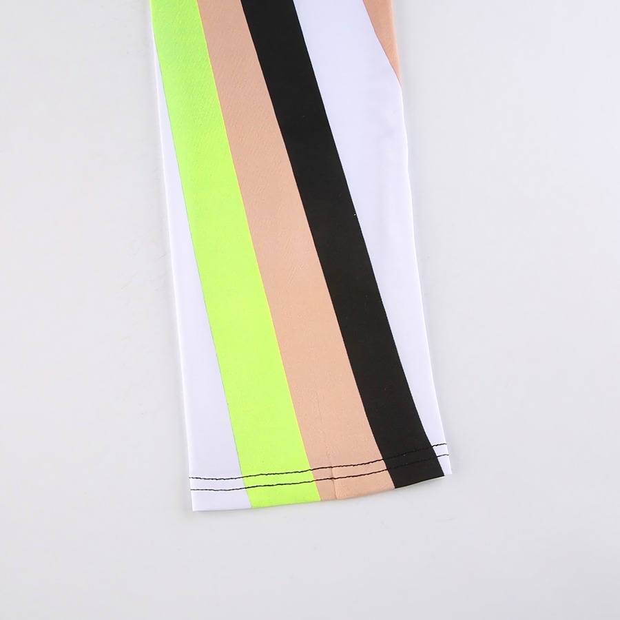 Spring & Summer New Contrast Color Fixed Printing Stretch Tight Nightclub Stylish Leggings