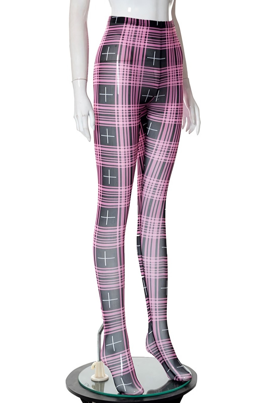 Summer New Stylish Stripe Batch Printing See-Through Mesh Stretch Sexy Leggings