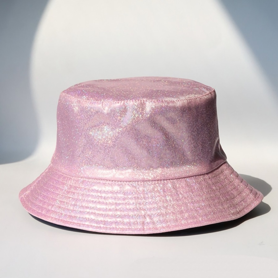 One Pc Summer New Fashion Laser Shining 5 Colors Double Sided Sun Protection Outdoor Bucket Hat 56-58Cm