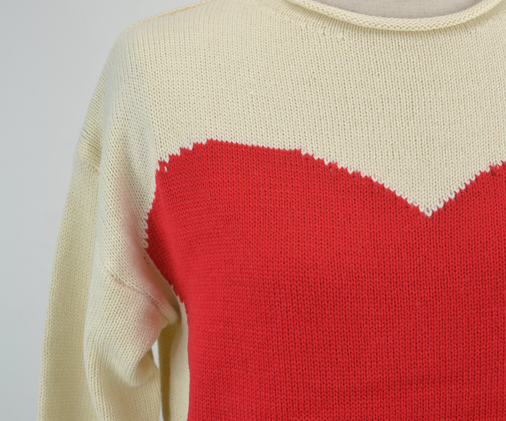 Red Heart Print Stretch Stylish Loose Knits