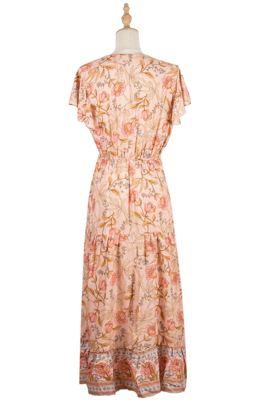 Summer New Stylish Floral Batch Printing V-Neck Short Sleeve Casual Midi Dress