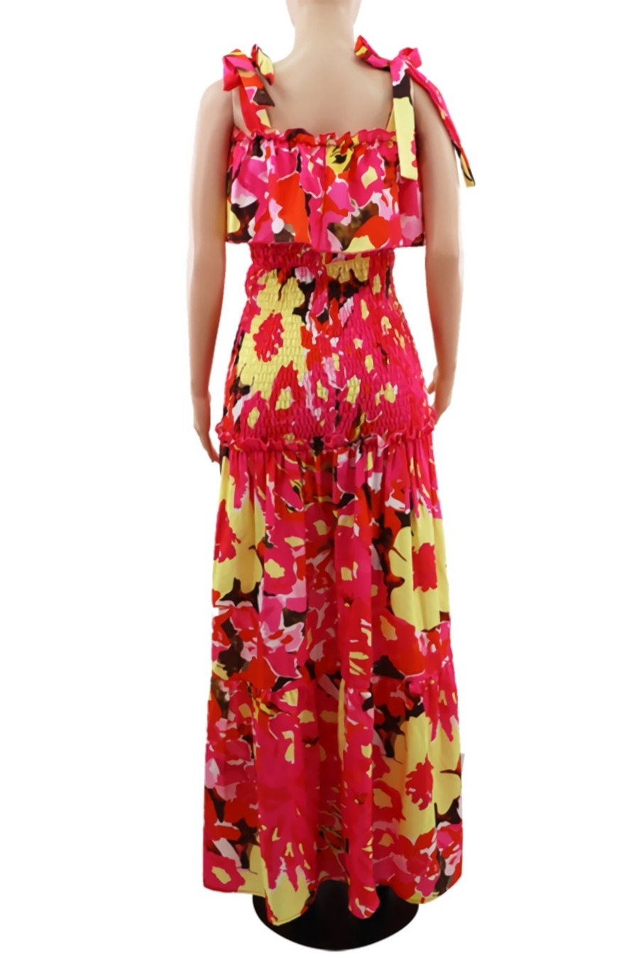 Summer New Stylish Flower Batch Printing Stretch Sling Lace-Up Backless Casual Maxi Dress  Dresses