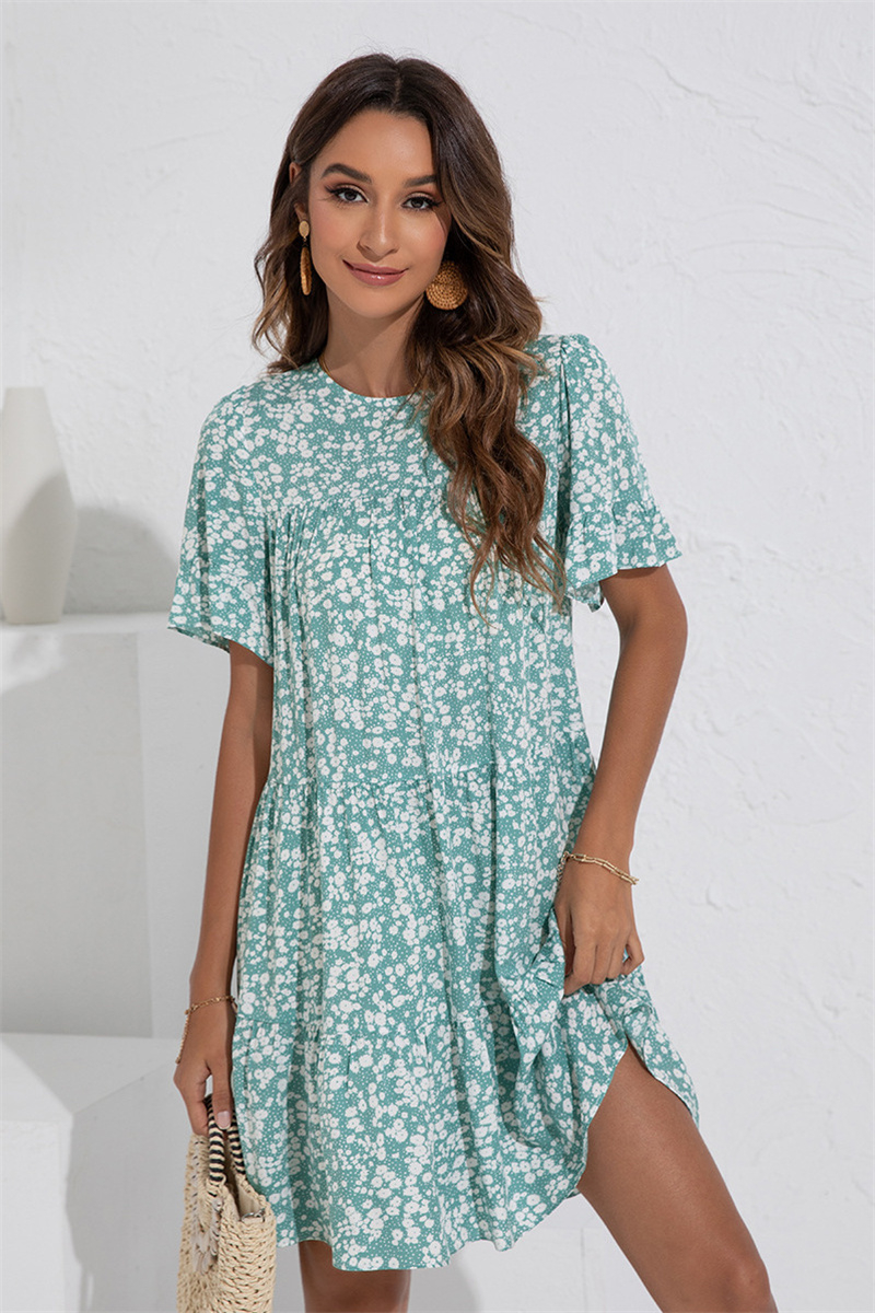 Summer New Plus Size Floral Printing Micro-Elastic Stylish Fresh Dress