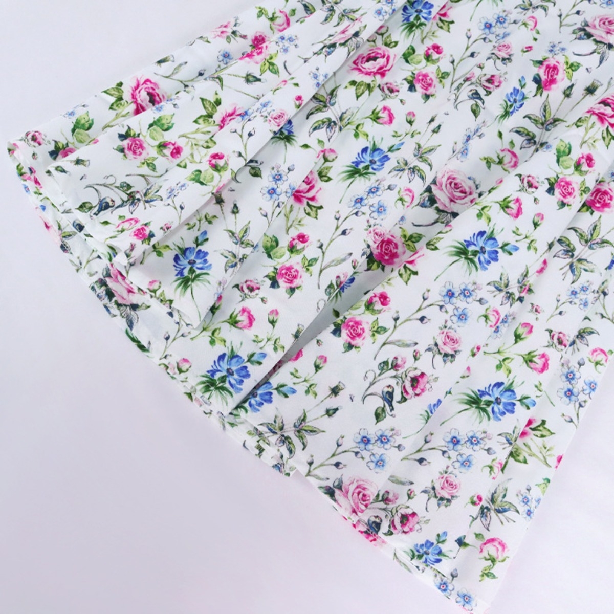 Xs-L Floral Printing Inelastic Square-Neck Lace-Up Zip-Up Back Sweet Rural Mini Dress