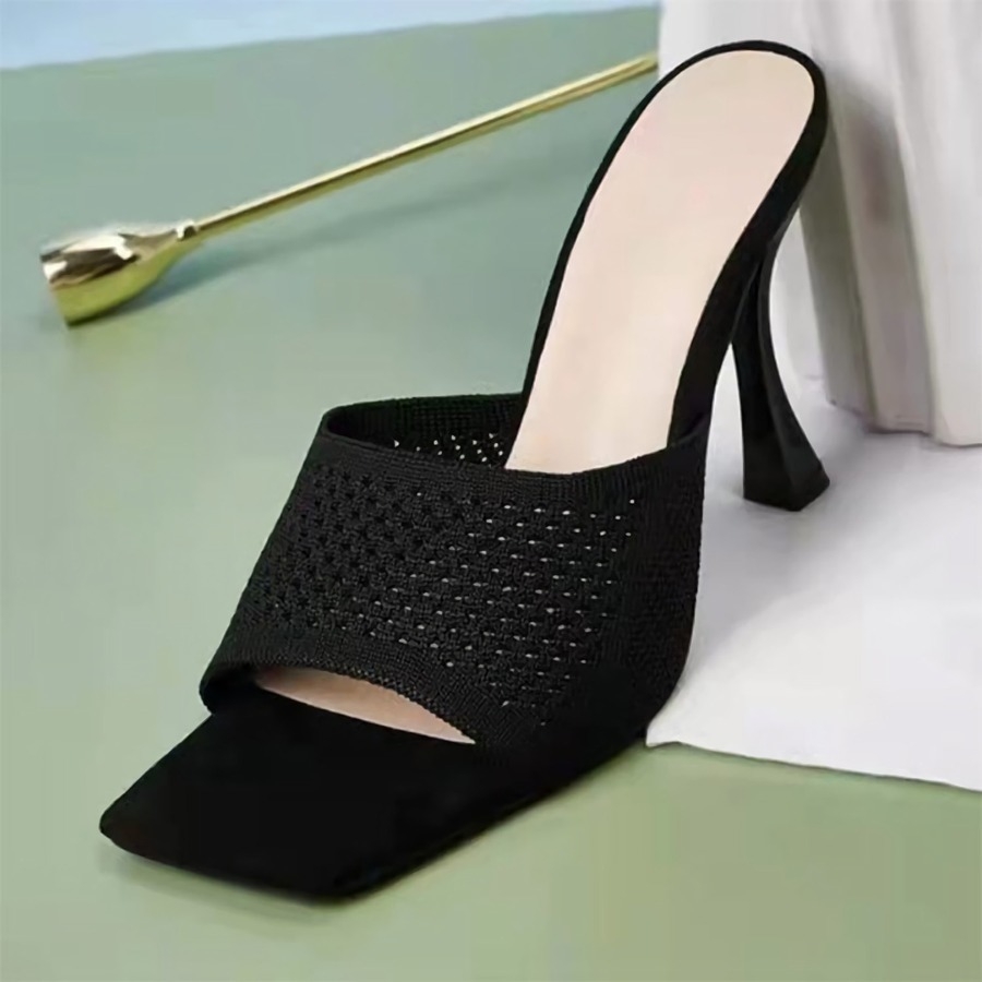 Summer New 3 Colors Solid Color Square Toe Stylish High-Heel Sandals(Heel Height:9Cm)