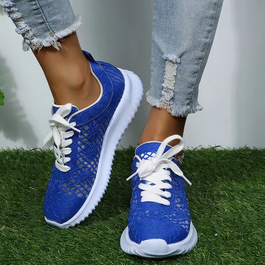 Spring & Summer New 4 Colors Mesh Breathable Hollow Lace-Up Fashion Sneakers(Heel Height:3.5Cm)